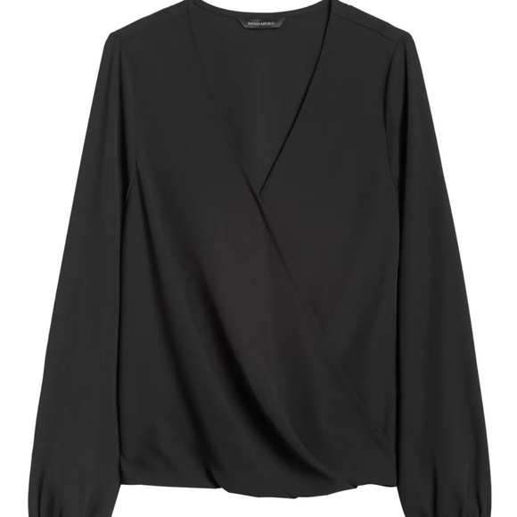 Banana Republic Black V-Neck Wrap Blouse - Picture 3 of 6